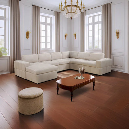 Oversized 7 - Piece 130 Wide Reversible Modular Corner Sectional Sofa Couch with Ottoman