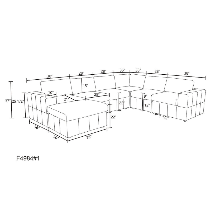 Oversized 7 - Piece 130 Wide Reversible Modular Corner Sectional Sofa Couch with Ottoman