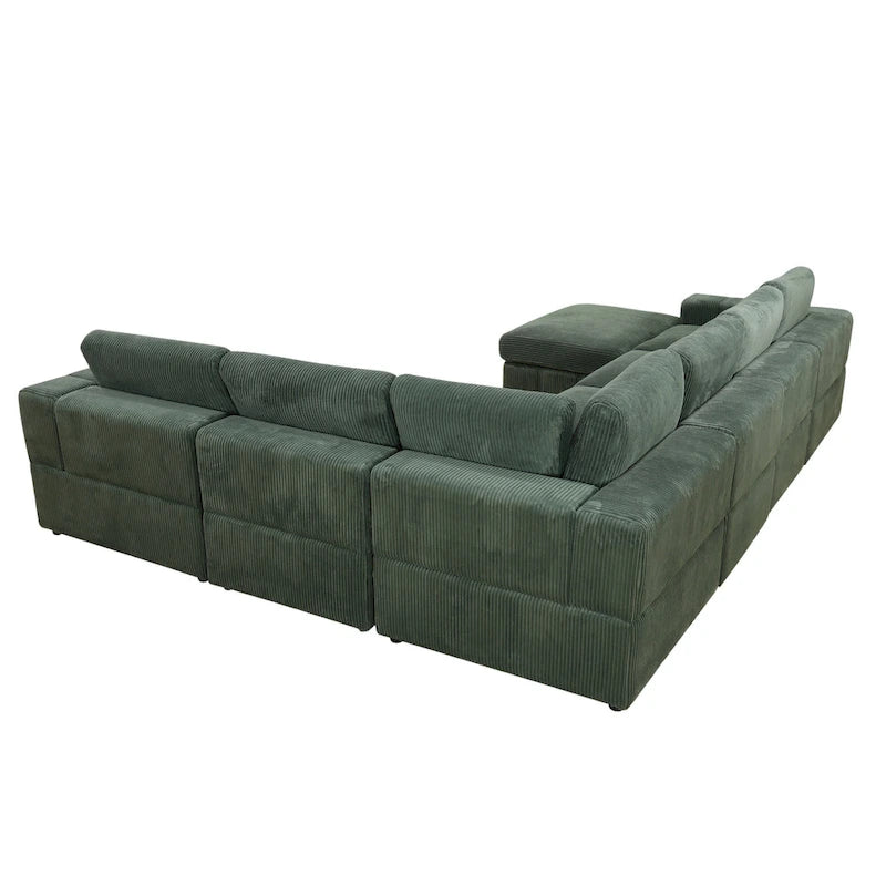 Oversized 7 - Piece 130 Wide Reversible Modular Corner Sectional Sofa Couch with Ottoman