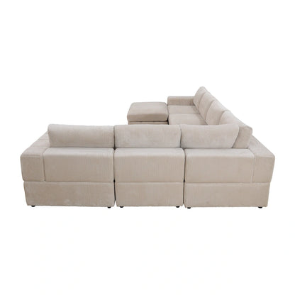 Oversized 7 - Piece 130 Wide Reversible Modular Corner Sectional Sofa Couch with Ottoman