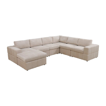 Oversized 7 - Piece 130 Wide Reversible Modular Corner Sectional Sofa Couch with Ottoman