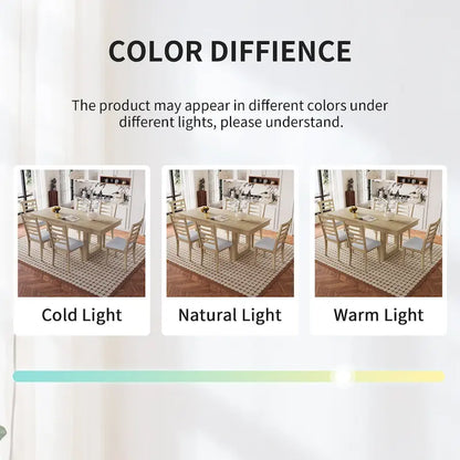 5 Piece Extendable Dining Table Set, Farmhouse Extendable Table with 18 Move Leaf