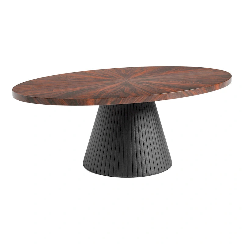 Furniture of America Dravo Modern Brown and Black Oval Coffee Table