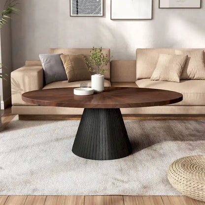 Furniture of America Dravo Modern Brown and Black Oval Coffee Table
