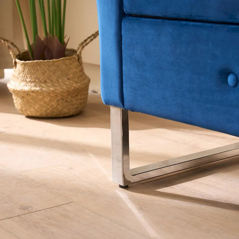 67.91 Velvet Storage Bench with Armrests and Wood Frame for Bedroom