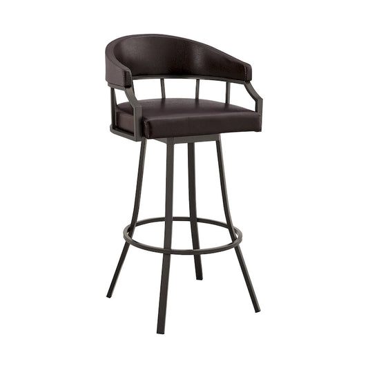 Faux Leather Swivel Bar Chair with Iron Frame and Footrest