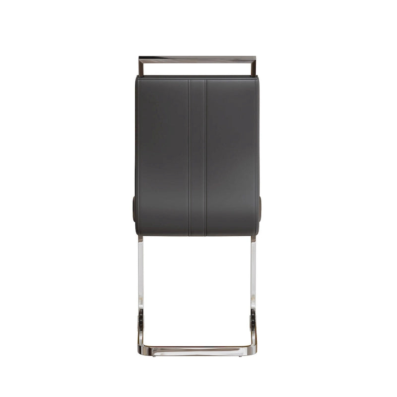 Modern 5-Piece Dining Set with Rectangular Glass Table & High Back Silver-Plated Legs Dining Armless Chairs