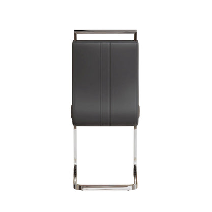 Modern 5-Piece Dining Set with Rectangular Glass Table & High Back Silver-Plated Legs Dining Armless Chairs