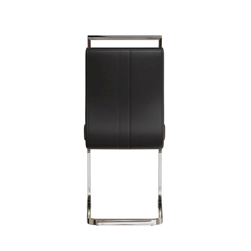 Modern 5-Piece Dining Set with Rectangular Glass Table & High Back Silver-Plated Legs Dining Armless Chairs