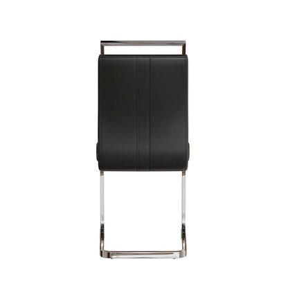 Modern 5-Piece Dining Set with Rectangular Glass Table & High Back Silver-Plated Legs Dining Armless Chairs