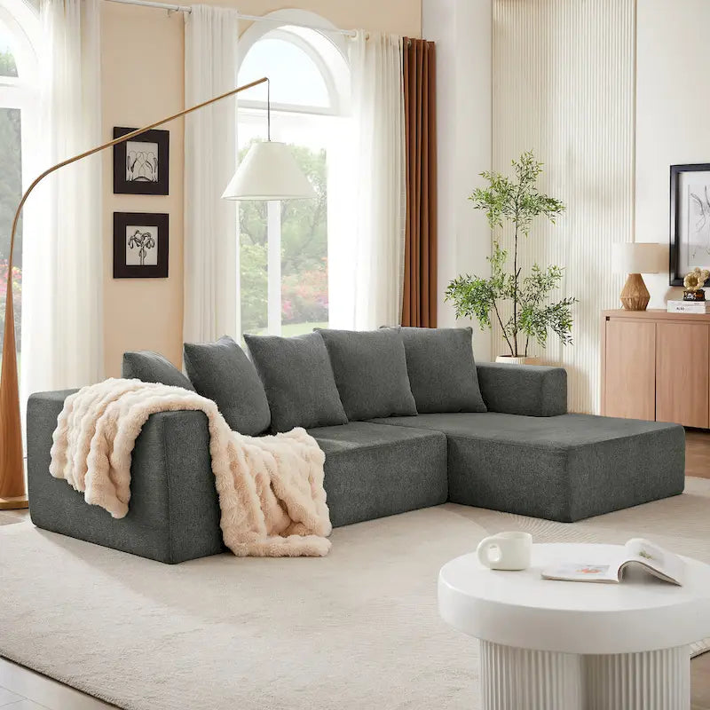 105.2 Cloud Chenille Right L-Shaped Modular Sectional Sofa, 2-Piece Free Combination