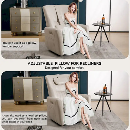 Power Swivel Rocker Recliner with Lumbar and Neck Support, USB & Type-C Charging Ports