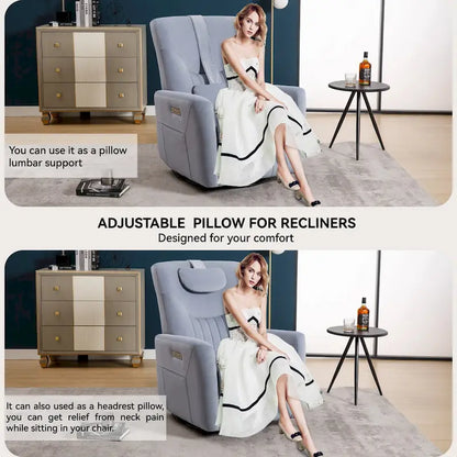 Power Swivel Rocker Recliner with Lumbar and Neck Support, USB & Type-C Charging Ports