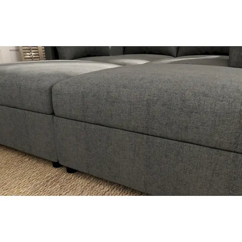 Grey 123 U-Shaped 4-Seater Modular Sectional with Storage Ottomans, Easy to Assemble and Transport