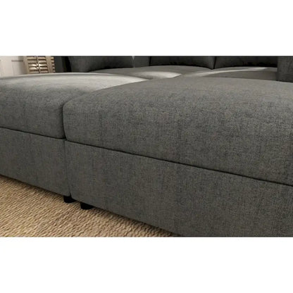 Grey 123 U-Shaped 4-Seater Modular Sectional with Storage Ottomans, Easy to Assemble and Transport