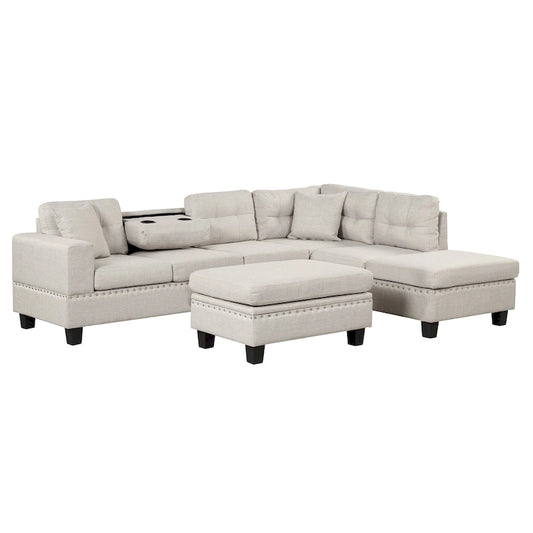 105 L-Shaped 7-Seater Modern Sofa with Storage Ottoman