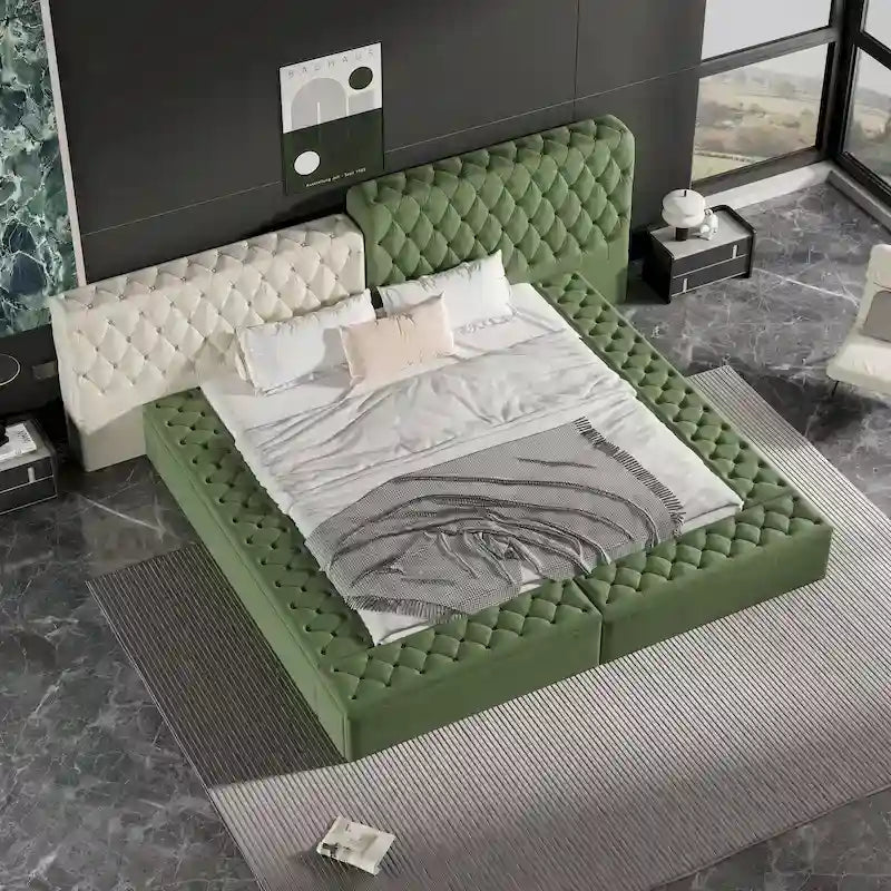 King Special-shaped Upholstered Platform Bed with Storage