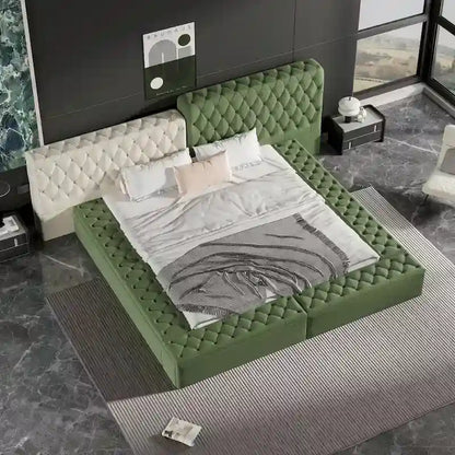 King Special-shaped Upholstered Platform Bed with Storage