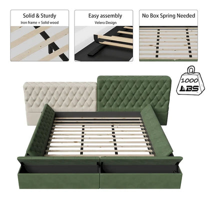 King Special-shaped Upholstered Platform Bed with Storage