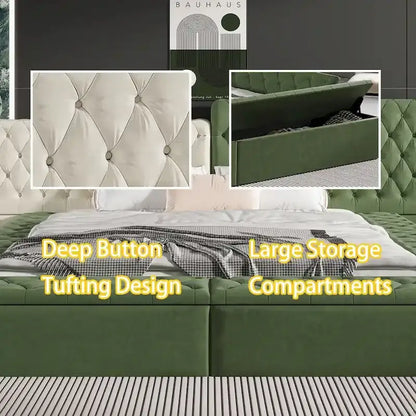 King Special-shaped Upholstered Platform Bed with Storage