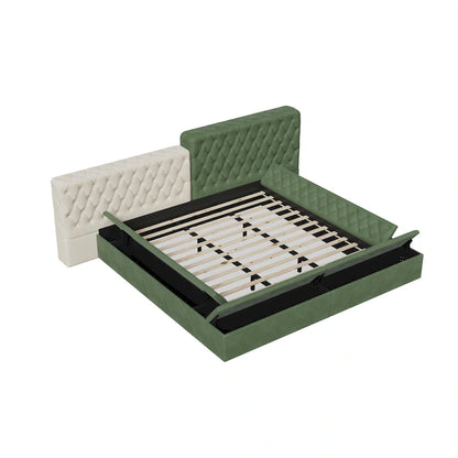 King Special-shaped Upholstered Platform Bed with Storage