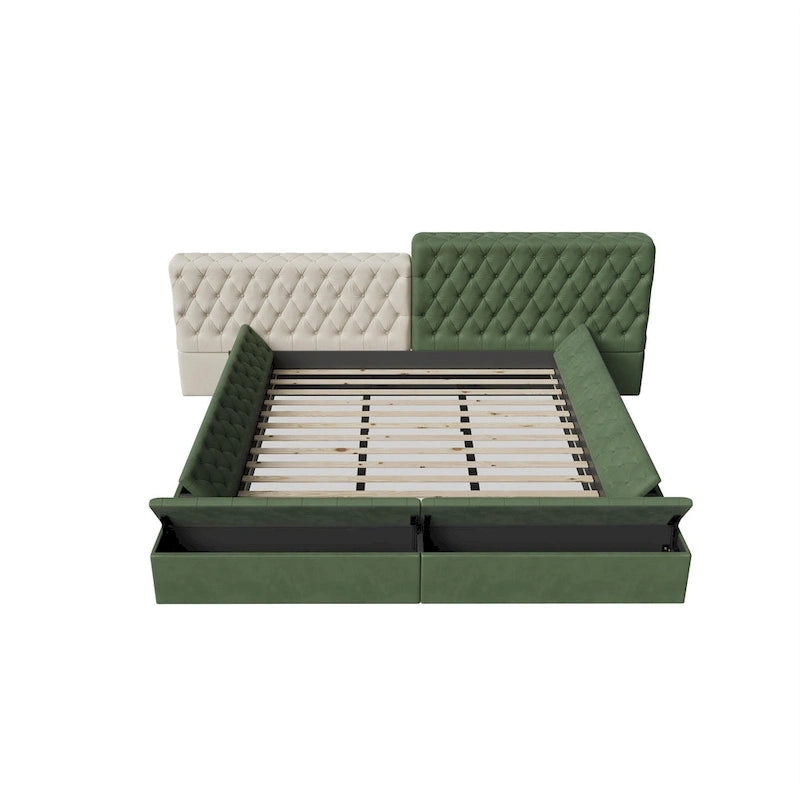 King Special-shaped Upholstered Platform Bed with Storage