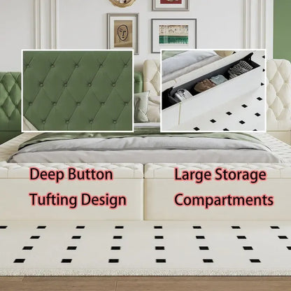 King Special-shaped Upholstered Platform Bed with Storage