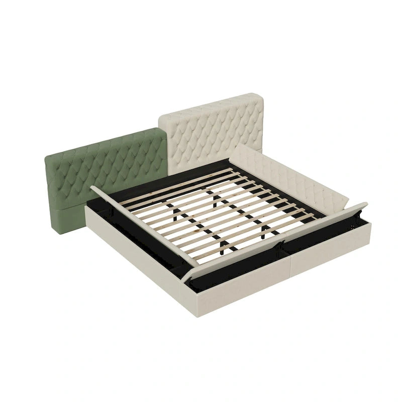King Special-shaped Upholstered Platform Bed with Storage