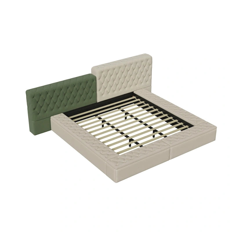 King Special-shaped Upholstered Platform Bed with Storage