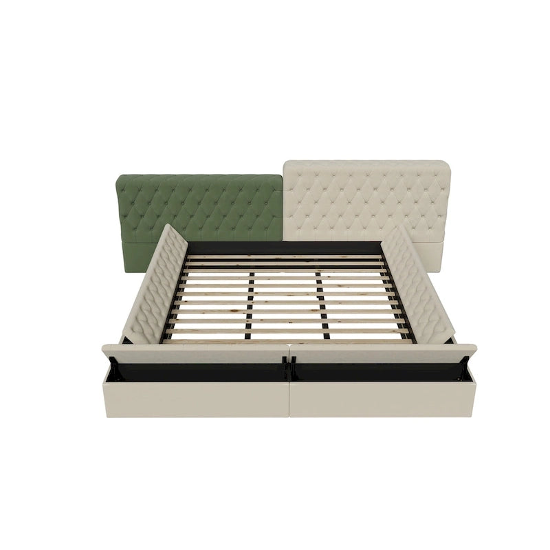 King Special-shaped Upholstered Platform Bed with Storage