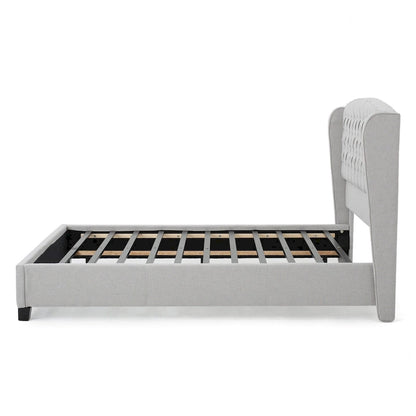 King Size Modern Upholstered Platform Bed with Button-tufted Headboard