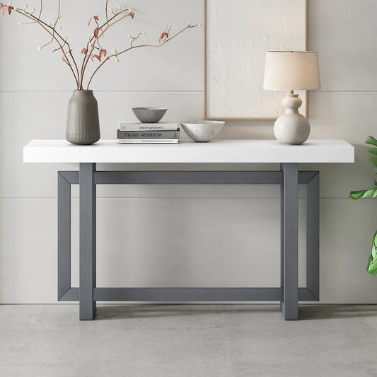 59.1 Modern Solid Wood Console Table with Unique Leg Design for Entryway or Living Room