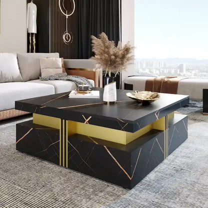 43.3 Modern Square Storage Coffee Table with 4 Drawers for Living Room