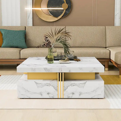 43.3 Modern Square Storage Coffee Table with 4 Drawers for Living Room