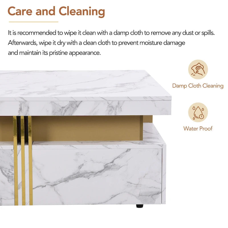 43.3 Modern Square Storage Coffee Table with 4 Drawers for Living Room