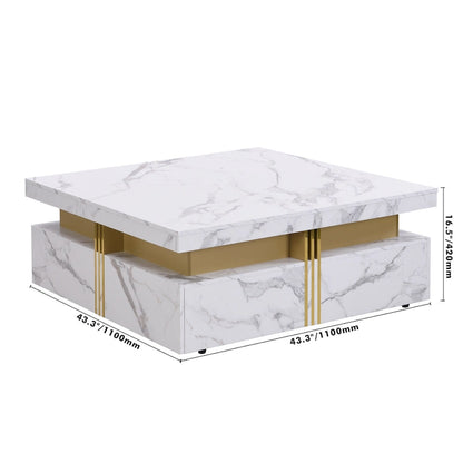 43.3 Modern Square Storage Coffee Table with 4 Drawers for Living Room