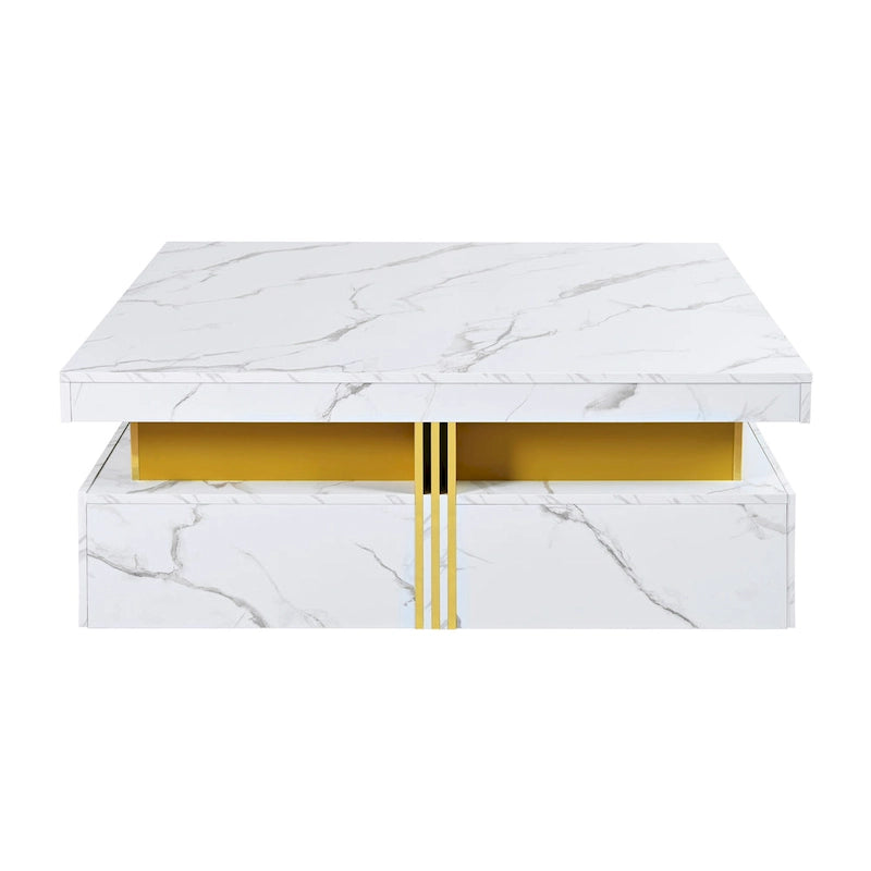 43.3 Modern Square Storage Coffee Table with 4 Drawers for Living Room