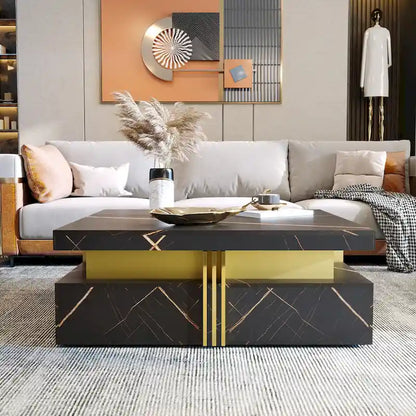43.3 Modern Square Storage Coffee Table with 4 Drawers for Living Room