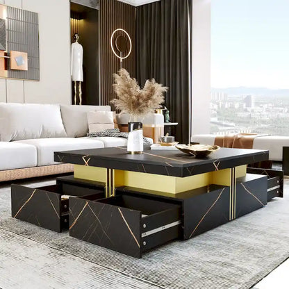 43.3 Modern Square Storage Coffee Table with 4 Drawers for Living Room