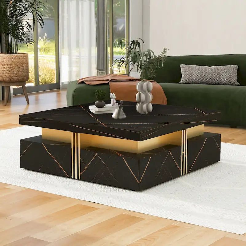 43.3 Modern Square Storage Coffee Table with 4 Drawers for Living Room