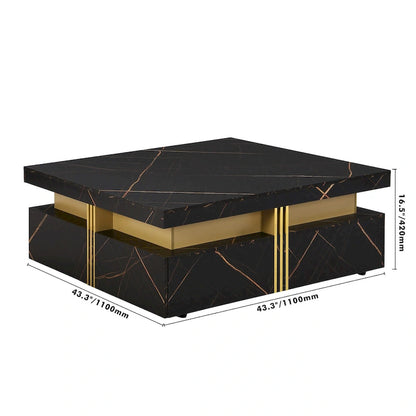 43.3 Modern Square Storage Coffee Table with 4 Drawers for Living Room
