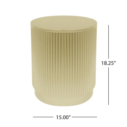 15 Modern Round Side Table with Vertical Stripes and Iron Frame for Living Room or Bedroom