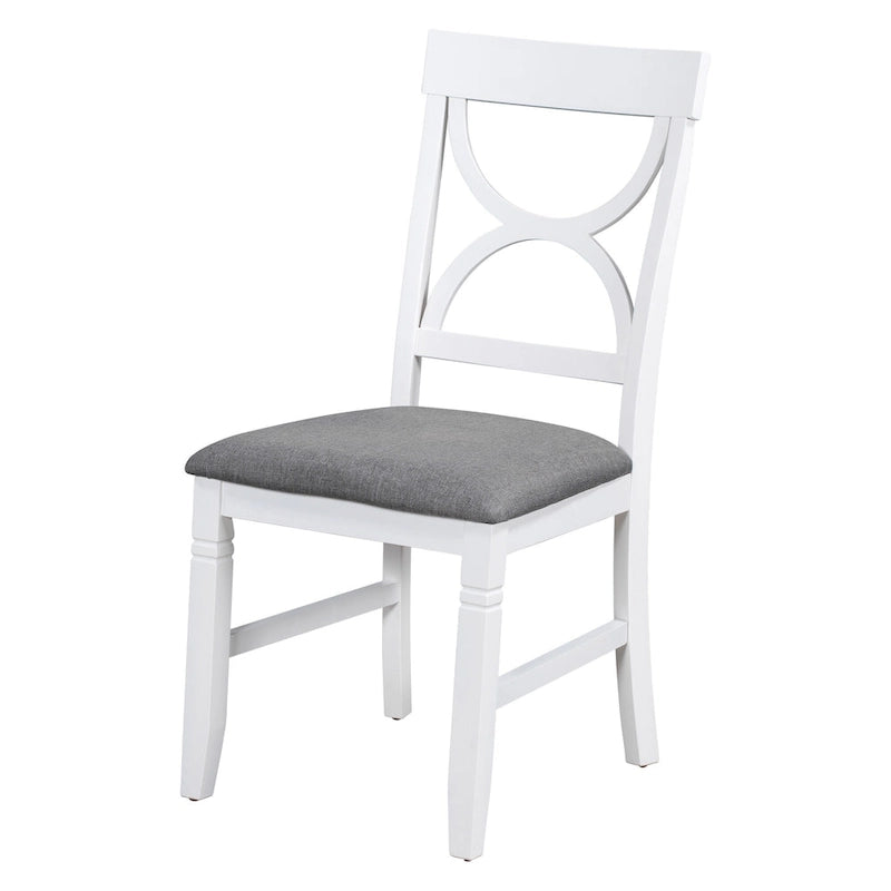 White Farmhouse 6-Piece Wooden Dining Table Set with Rectangular Table & 4 Chairs