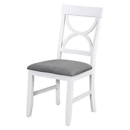 White Farmhouse 6-Piece Wooden Dining Table Set with Rectangular Table & 4 Chairs