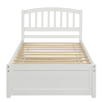 Twin Pine Platform Bed with Trundle & Slat Headboard