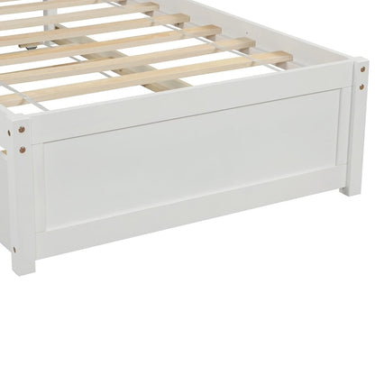 Twin Pine Platform Bed with Trundle & Slat Headboard