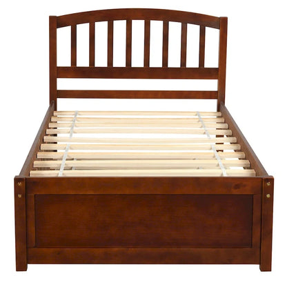 Twin Pine Platform Bed with Trundle & Slat Headboard