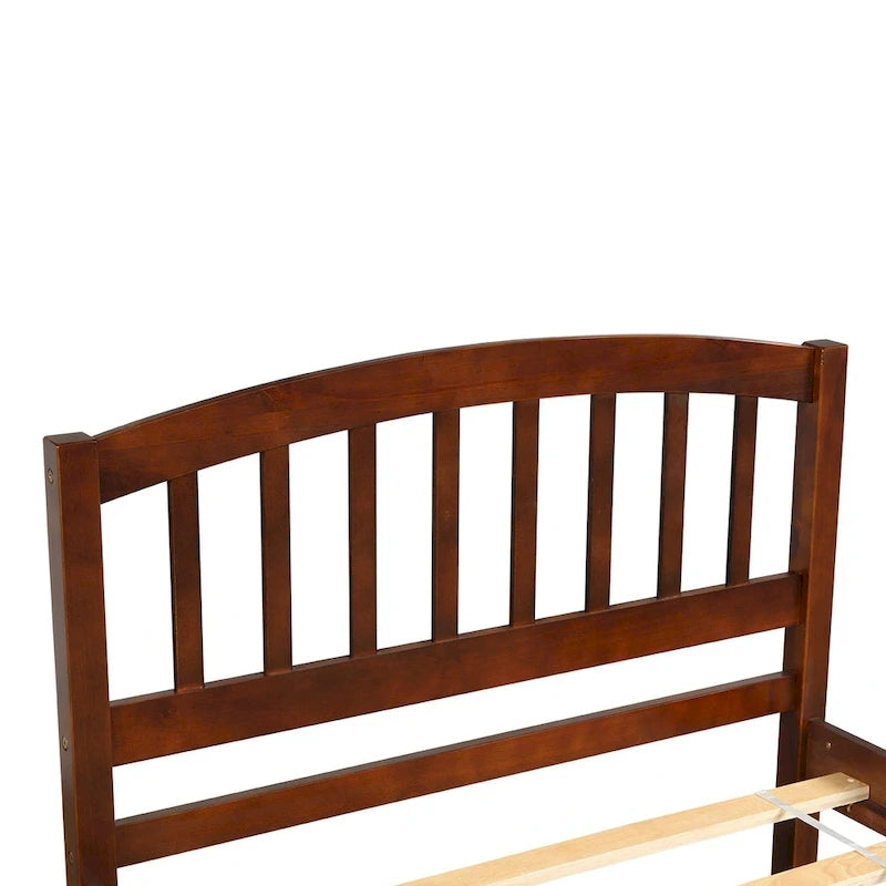 Twin Pine Platform Bed with Trundle & Slat Headboard