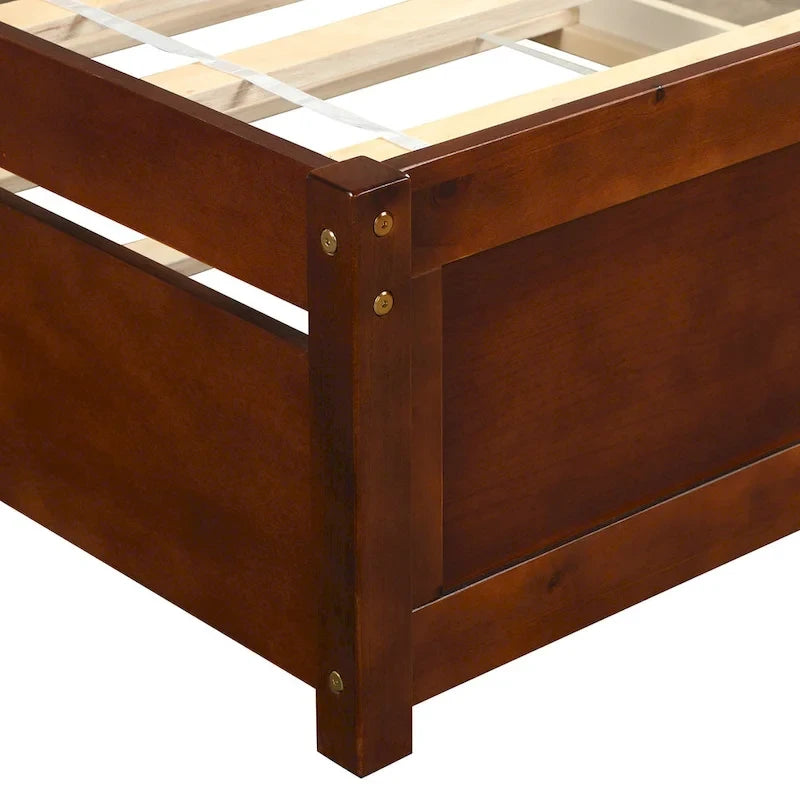 Twin Pine Platform Bed with Trundle & Slat Headboard