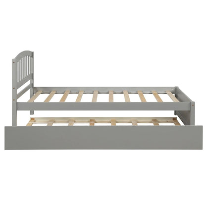Twin Pine Platform Bed with Trundle & Slat Headboard
